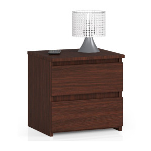 Table De Chevet Akord Cl2 Wengé 40 Cm 2 Tiroirs Façade Wengé 40X35X40 Cm