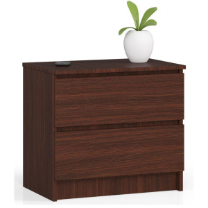 Table De Chevet Akord K60 Wengé 60 Cm 2 Tiroirs Façade Wengé 60X40X55 Cm