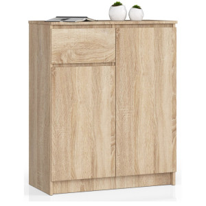 Commode Akord K80 Chêne Sonoma 80 Cm 2 Portes 1 Tiroir Façade Chêne Sonoma 4 Étagères 80X40X99 Cm