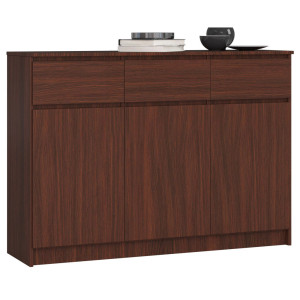 Commode Akord K140 Wengé 138 Cm 3 Portes 3 Tiroirs Façade Wengé 6 Étagères 138X40X99 Cm