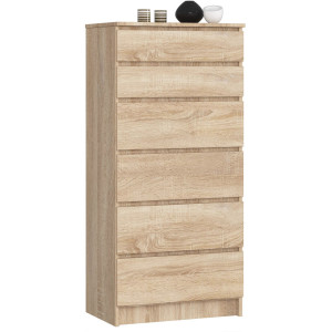 Commode Akord K60 Chêne Sonoma 60 Cm 6 Tiroirs Façade Chêne Sonoma 60X40X130 Cm