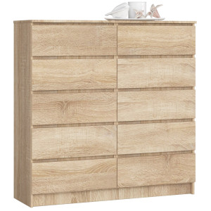 Commode Akord K120 Chêne Sonoma 120 Cm 10 Tiroirs Façade Chêne Sonoma 120X40X121 Cm
