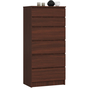 Commode Akord K60 Wengé 60 Cm 6 Tiroirs Façade Wengé 60X40X130 Cm