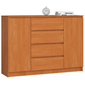 Commode Akord K140 Aulne 138 Cm 2 Portes 4 Tiroirs Façade Aulne 4 Étagères 138X40X99 Cm