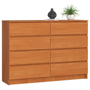 Commode Akord K140 Aulne 138 Cm 8 Tiroirs Façade Aulne 138X40X99 Cm