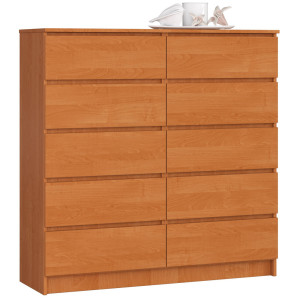 Commode Akord K120 Aulne 120 Cm 10 Tiroirs Façade Aulne 120X40X121 Cm