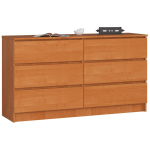 Commode Akord K140 Aulne 138 Cm 6 Tiroirs Façade Aulne 138X40X77 Cm