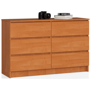 Commode Akord K120 Aulne 120 Cm 6 Tiroirs Façade Aulne 120X40X77 Cm