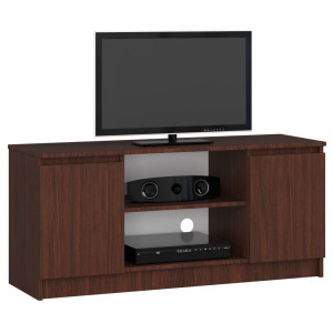 Meuble Tv Pour Salon Akord Wengé 120 Cm 2 Portes Façade Wengé 2 Étagères 120X40X55 Cm
