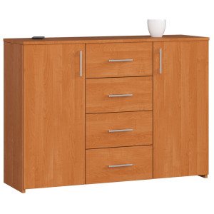 Commode Akord K45 Aulne 110 Cm 2 Portes 4 Tiroirs Façade Aulne 4 Étagères 110X35X80 Cm