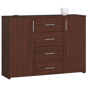 Commode Akord K45 Wengé 110 Cm 2 Portes 4 Tiroirs Façade Wengé 4 Étagères 110X35X80 Cm