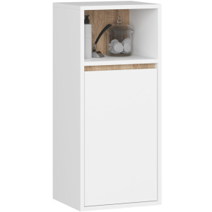 Armoire Salle De Bains Vami Suspendu Blanche 35 Cm 1 Porte Intérieur Chêne Sonoma 3 Étagères 35X30X80 Cm