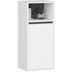 Armoire Salle De Bains Vami Suspendu Blanche 35 Cm 1 Porte Intérieur Gris Graphite 3 Étagères 35X30X80 Cm
