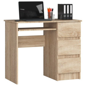 Bureau D'ordinateur Akord Droit A6 Chêne Sonoma 90 Cm 3 Tiroirs Façade Chêne Sonoma 1 Étagère 90X50X77 Cm