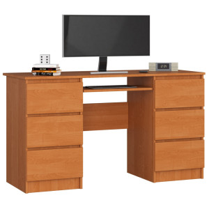 Bureau D'ordinateur Akord A11 Aulne 135 Cm 6 Tiroirs Façade Aulne 135X50X77 Cm