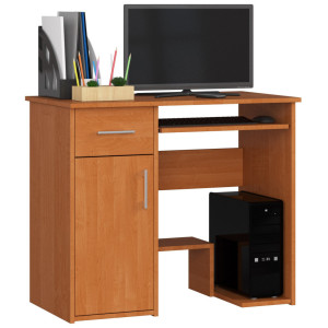 Bureau D'ordinateur Akord Jay Aulne 90 Cm 1 Porte 1 Tiroir Façade Aulne 3 Étagères 90X50X74 Cm