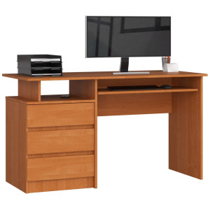 Bureau D'ordinateur Akord Clp Aulne 135 Cm 3 Tiroirs Façade Aulne 2 Étagères 135X60X77 Cm