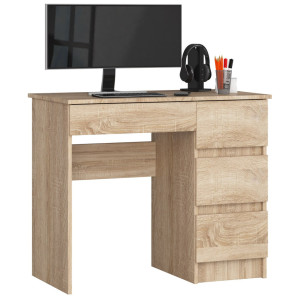 Bureau D'ordinateur Akord Droit A7 Chêne Sonoma 90 Cm 4 Tiroirs Façade Chêne Sonoma 90X50X77 Cm