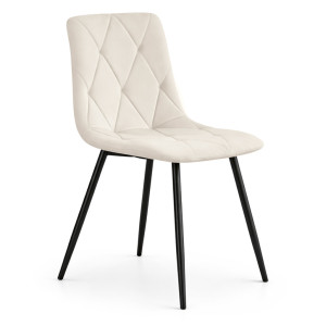 Chaise En Velours Matelassée Milo Beige Pieds Noirs