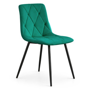 Chaise En Velours Matelassée Milo Vert Bouteille Pieds Noirs