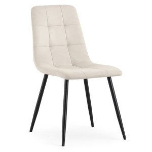 Chaise En Velours Matelassée Nero Beige Pieds Noirs
