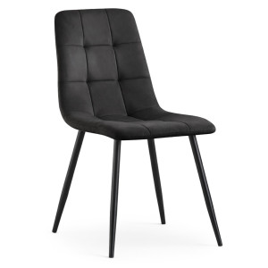 Chaise En Velours Matelassée Nero Noire Pieds Noirs