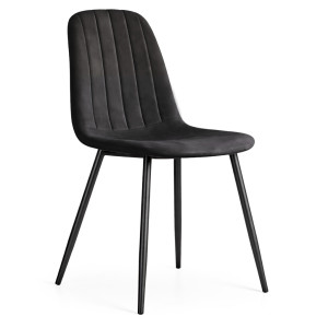 Chaise En Velours Matelassée Lumo Noire Pieds Noirs