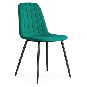 Chaise En Velours Matelassée Lumo Vert Bouteille Pieds Noirs