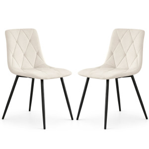 Lot De 2 Chaises En Velours Matelassées Milo Beige Pieds Noirs