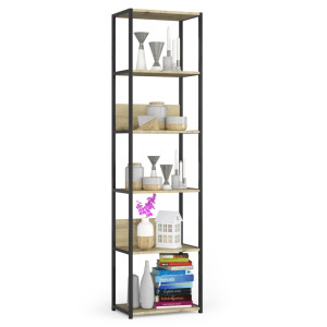Étagère Murale Industrielle Sur Pied Akord Noire - Chêne Artisan 50 Cm 6 Étagères 50X32X192 Cm