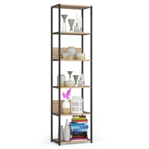 Étagère Murale Industrielle Sur Pied Akord Noire - Chêne Sonoma 50 Cm 6 Étagères 50X32X192 Cm