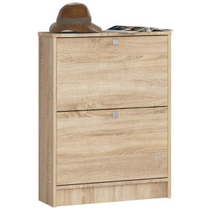 Meuble À Chaussures Akord Chêne Sonoma 60 Cm 2 Portes Façade Chêne Sonoma 2 Étagères 60X20X80 Cm