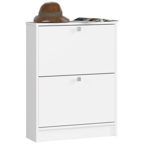 Meuble À Chaussures Akord Blanc 60 Cm 2 Portes Façade Blanche 2 Étagères 60X20X80 Cm