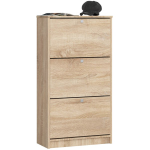 Meuble À Chaussures Akord Chêne Sonoma 60 Cm 3 Portes Façade Chêne Sonoma 3 Étagères 60X28,5X113 Cm