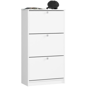 Meuble À Chaussures Akord Blanc 60 Cm 3 Portes Façade Blanche 3 Étagères 60X28,5X113 Cm