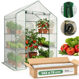 Mini Serre De Jardin Maisonnette Avec Structure En Métal Et Bâche En Pe Avec Étagères 1 Porte Blanche 143X73X195 Cm