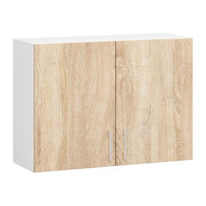 Armoires De Cuisine Haute Akord W80 Lima Modulable Blanc 80 Cm 2 Portes Façade Chêne Sonoma 2 Étagères 80X30,5X58 Cm