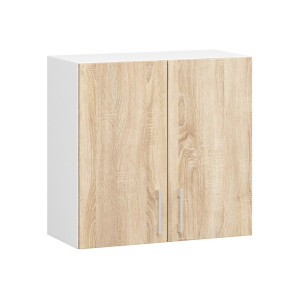 Armoires De Cuisine Haute Akord W60 Lima Modulable Blanc 60 Cm 2 Portes Façade Chêne Sonoma 2 Étagères 60X30,5X58 Cm