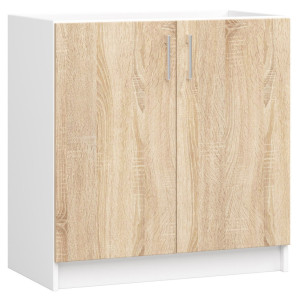 Armoires De Cuisine Basse Akord S80 Pour Évier Lima Modulable Blanc 80 Cm 2 Portes Couleur Chêne Sonoma 1 Étagère 80X44,5X82 Cm