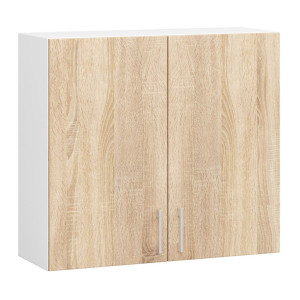 Armoires De Cuisine Haute Akord W80 Lima Modulable H720 Blanc 80 Cm 2 Portes Façade Chêne Sonoma 2 Étagères 80X30,5X72 Cm