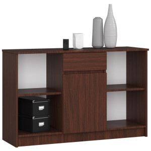 Commode Akord B17 Wengé 120 Cm 1 Porte 1 Tiroir Façade Wengé 6 Étagères 120X40X77 Cm