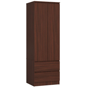 Armoire Akord S60 Wengé 60 Cm 2 Portes 2 Tiroirs Façade Wengé 1 Étagère 60X51X180 Cm
