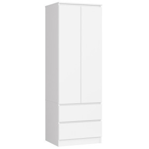 Armoire Akord S60 Blanche 60 Cm 2 Portes 2 Tiroirs Façade Blanche 1 Étagère 60X51X180 Cm