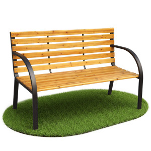 Banc De Jardin Dalia En Bois Laqué, Pieds En Acier, Largeur 122 Cm