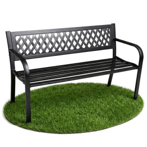 Banc De Jardin Noir Kalia Avec Pieds En Acier, Largeur 119 Cm