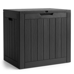 Coffre De Jardin Imperméable 117L Boîte De Rangement Extérieur Balcon Terrasse Plastique Polypropylène Noir