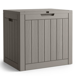 Coffre De Jardin Imperméable 117L Boîte De Rangement Extérieur Balcon Terrasse Plastique Polypropylène Gris
