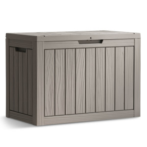 Coffre De Jardin Imperméable 170L Boîte De Rangement Extérieur Balcon Terrasse Plastique Polypropylène Gris