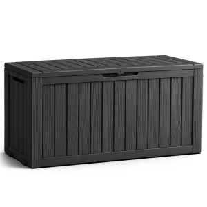 Coffre De Jardin Imperméable 272L Boîte De Rangement Extérieur Balcon Terrasse Plastique Polypropylène Noir