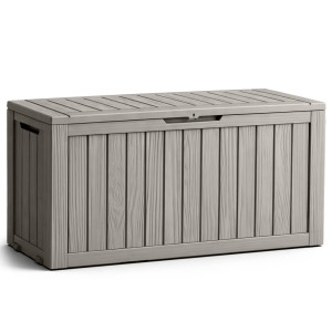 Coffre De Jardin Imperméable 272L Boîte De Rangement Extérieur Balcon Terrasse Plastique Polypropylène Gris
